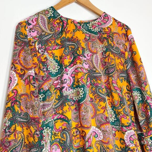 Code X Mode Paisley Floral Print Satin Long Sleeve Shift Dress NWOT - Picture 4 of 16